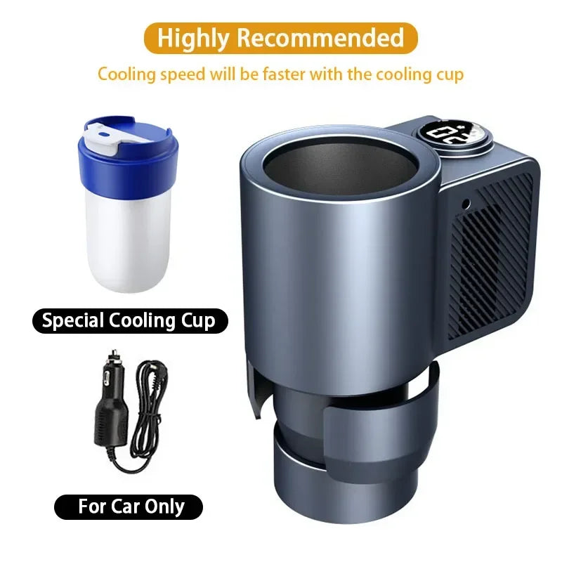 Smart 2-in-1 Car Beverage Warmer and Cooler for Coffee and Milk - Portable Electric Drink Holder and Mini Refrigerator for Travel