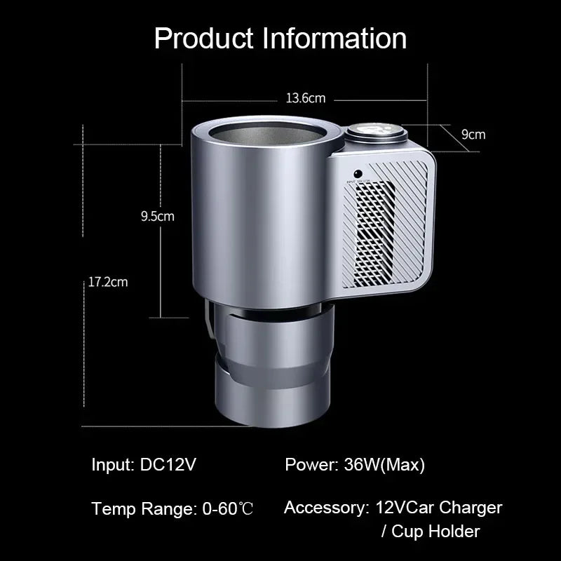 Smart 2-in-1 Car Beverage Warmer and Cooler for Coffee and Milk - Portable Electric Drink Holder and Mini Refrigerator for Travel