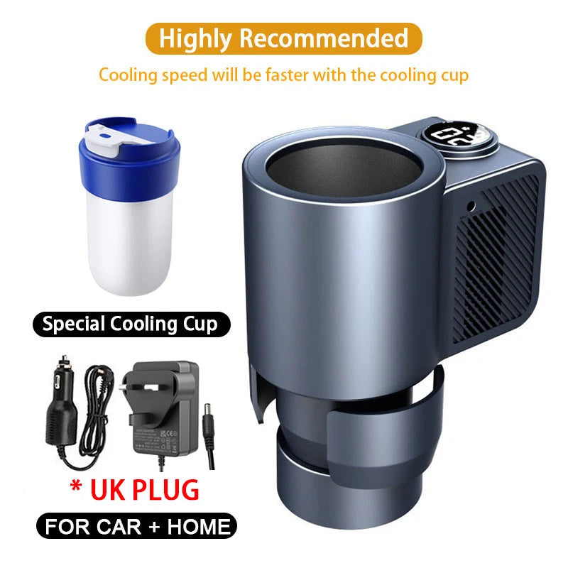Smart 2-in-1 Car Beverage Warmer and Cooler for Coffee and Milk - Portable Electric Drink Holder and Mini Refrigerator for Travel