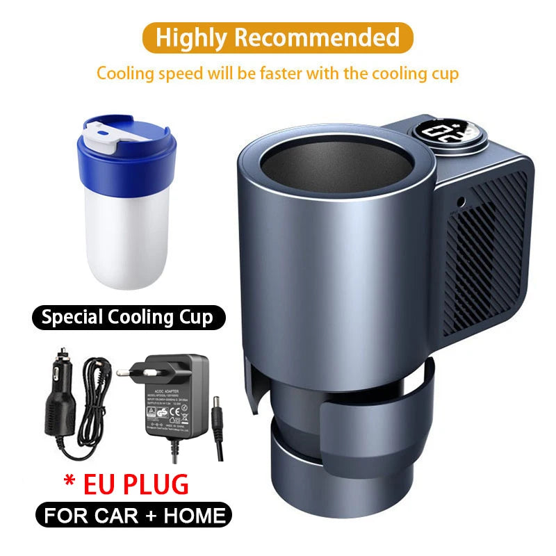 Smart 2-in-1 Car Beverage Warmer and Cooler for Coffee and Milk - Portable Electric Drink Holder and Mini Refrigerator for Travel
