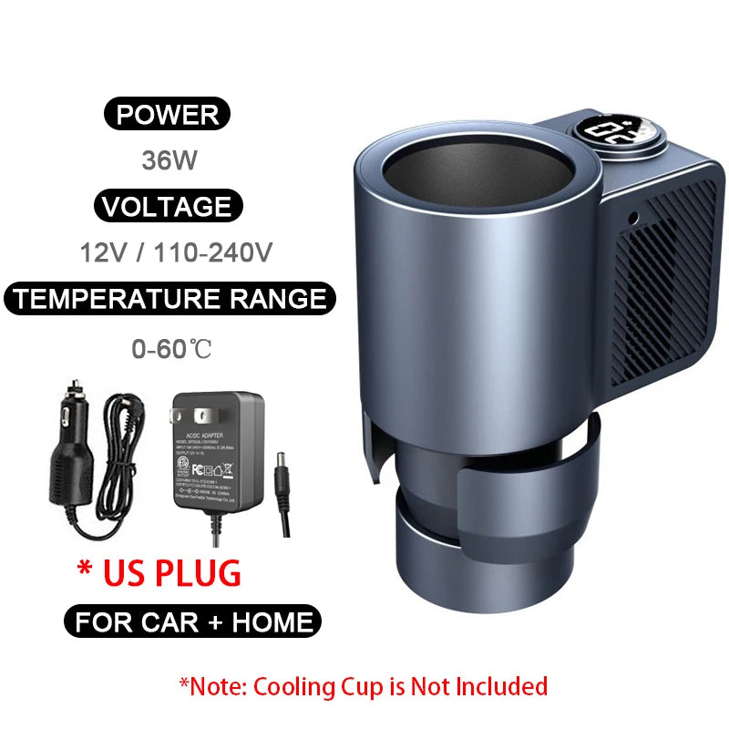 Smart 2-in-1 Car Beverage Warmer and Cooler for Coffee and Milk - Portable Electric Drink Holder and Mini Refrigerator for Travel
