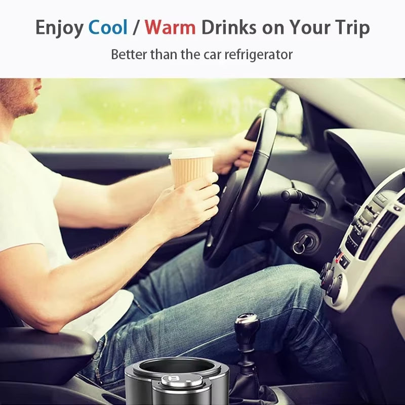 Smart 2-in-1 Car Beverage Warmer and Cooler for Coffee and Milk - Portable Electric Drink Holder and Mini Refrigerator for Travel