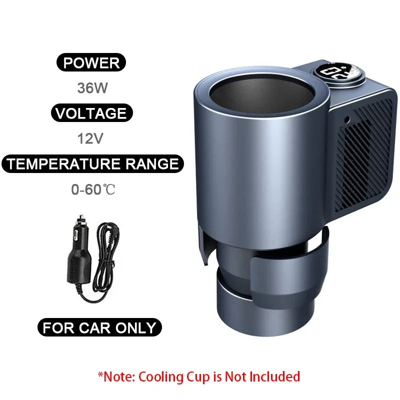 Smart 2-in-1 Car Beverage Warmer and Cooler for Coffee and Milk - Portable Electric Drink Holder and Mini Refrigerator for Travel