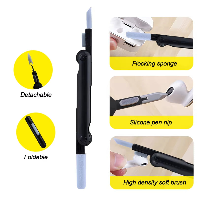 7-in-1 Comprehensive Computer Cleaning Kit: Keyboard Brush, Screen Cleaning Spray, Earphone Cleaning Pen, and Keycap Puller