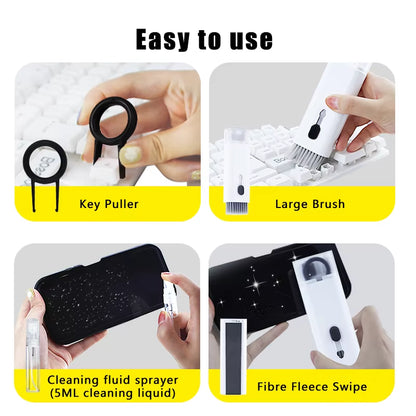 7-in-1 Comprehensive Computer Cleaning Kit: Keyboard Brush, Screen Cleaning Spray, Earphone Cleaning Pen, and Keycap Puller